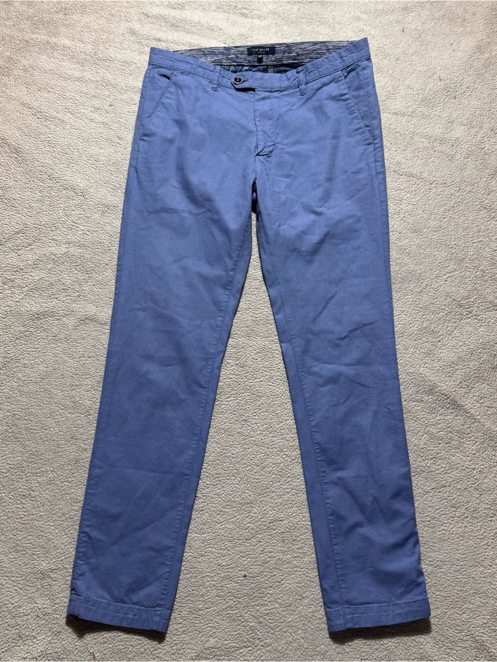 Ted Baker Pants Mens 32R Blue Mid Rise Dress Slacks Double Button Office 32x31